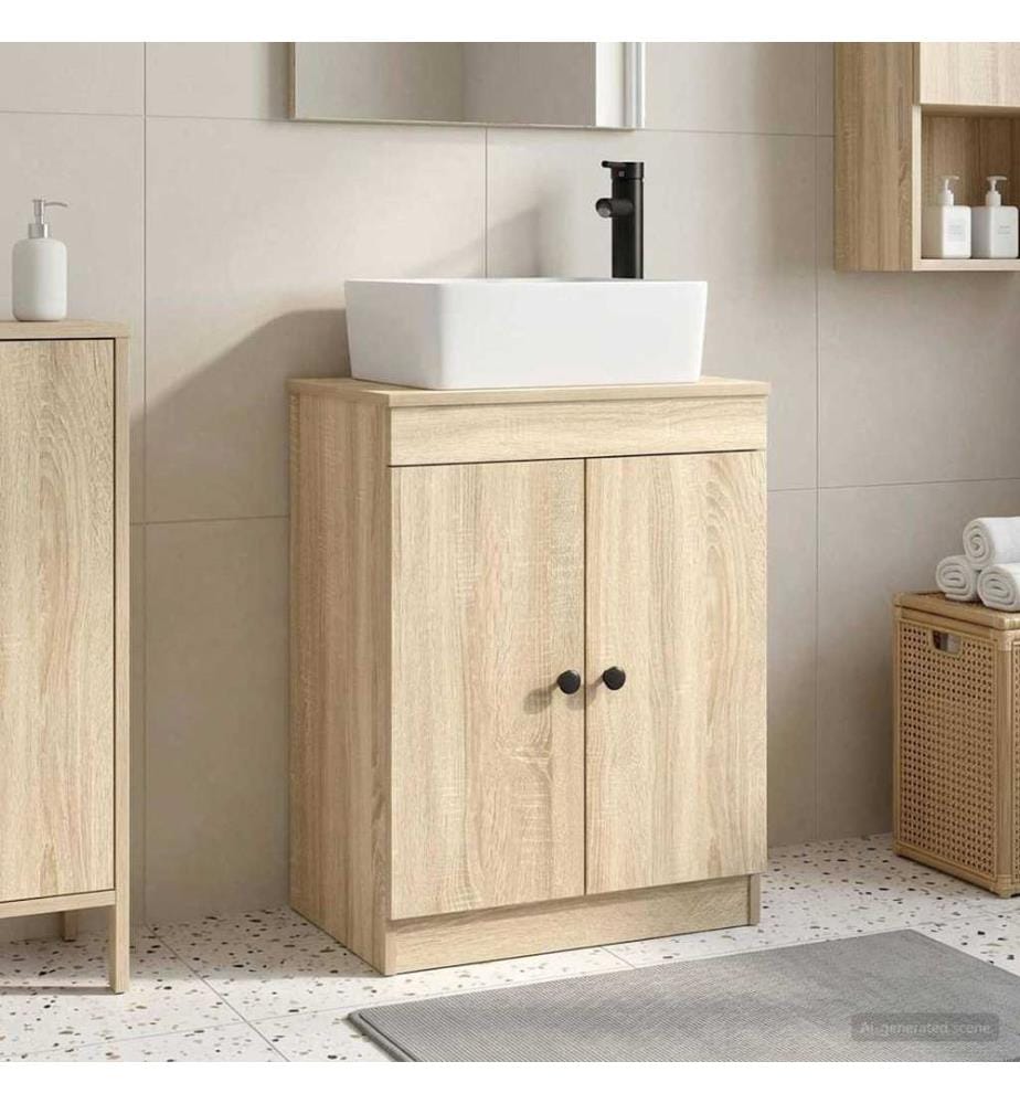 Badezimmerschrank mit Waschbecken Sonoma-Eiche 54 x 35 x 83 cm