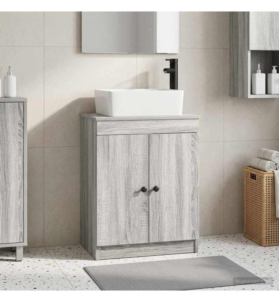 Badezimmerschrank mit Waschbecken Grau Sonoma 54 x 35 x 83 cm