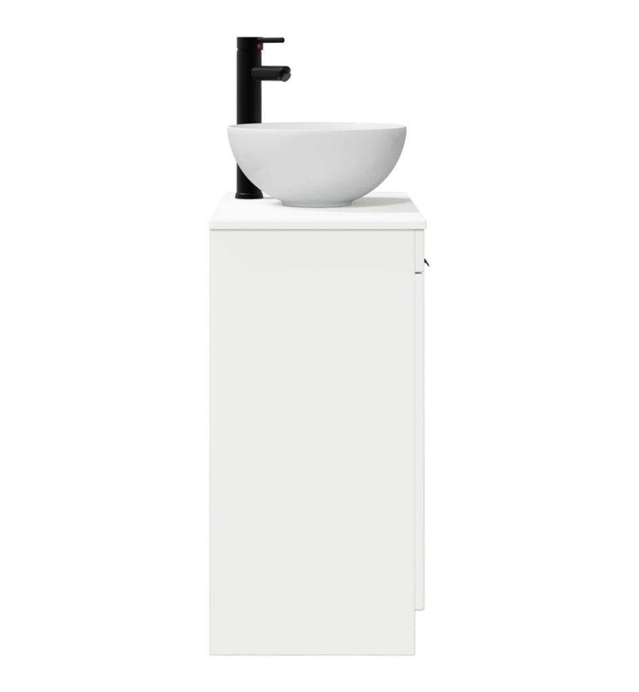 Badezimmerschrank mit Waschbecken Hochglanz Weiss