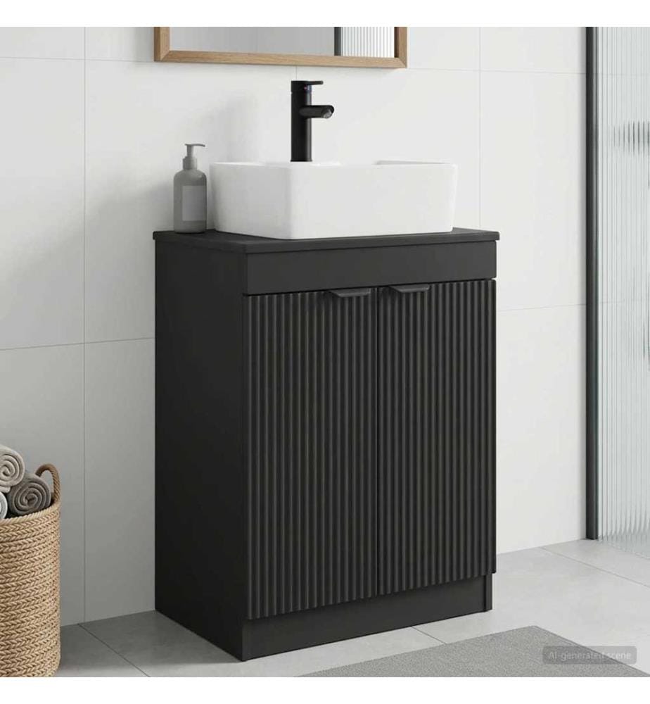 Badezimmerschrank mit Waschbecken Schwarz 54 x 35 x 83 cm