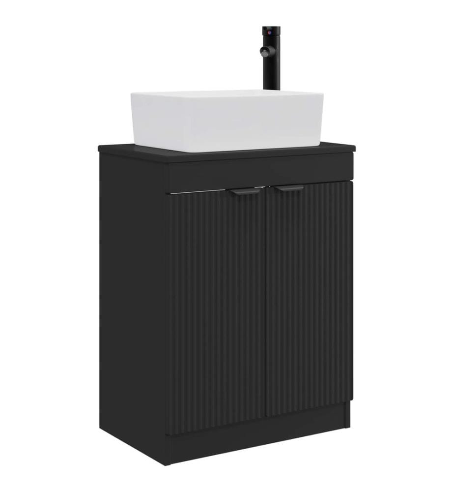 Badezimmerschrank mit Waschbecken Schwarz 54 x 35 x 83 cm