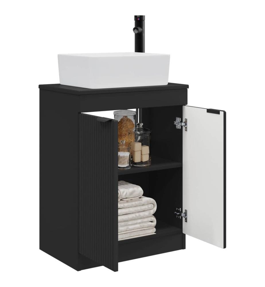 Badezimmerschrank mit Waschbecken Schwarz 54 x 35 x 83 cm