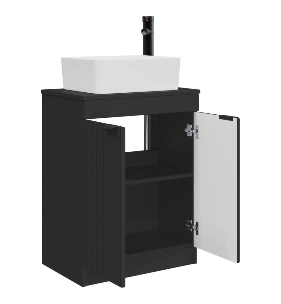 Badezimmerschrank mit Waschbecken Schwarz 54 x 35 x 83 cm