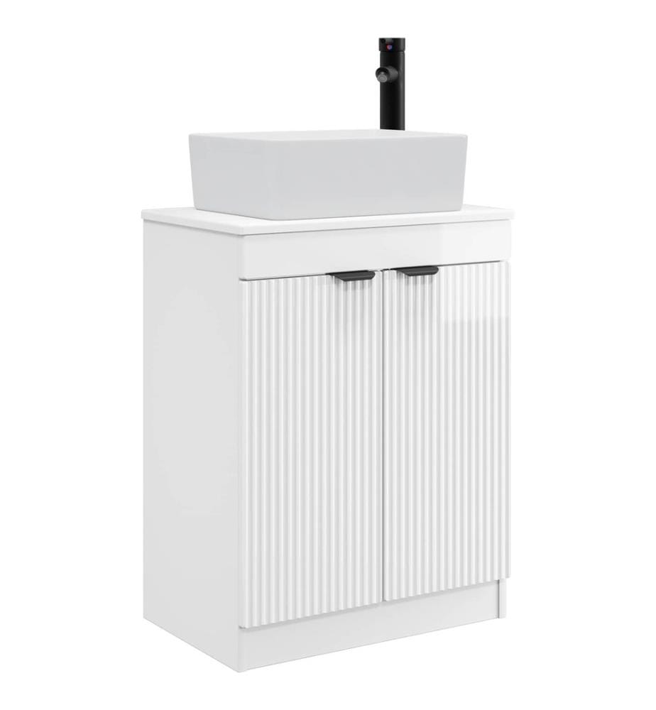 Badezimmerschrank mit Waschbecken Hochglanz Weiss