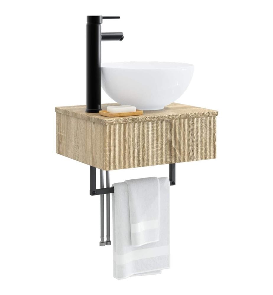 Basin de lavage mural Chêne Sonoma 40 x 35 x 39 cm
