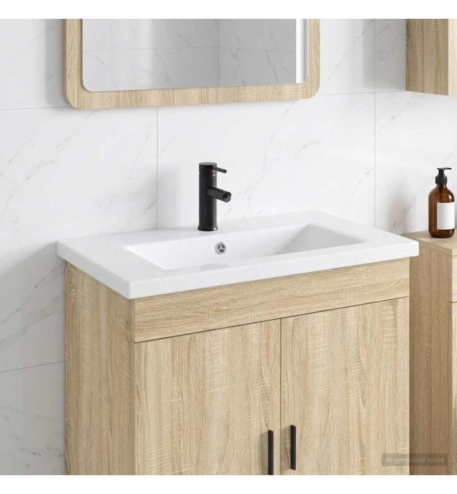 Waschbecken fürs Badezimmer Matt Schwarz 81 x 40 x 17,5 cm
