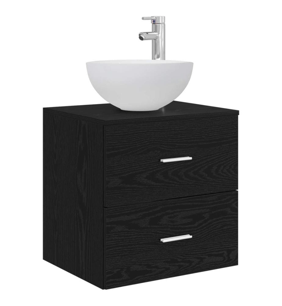 Vanité de lavabo mural Chêne noir 49,5 x 41 x 64,5 cm