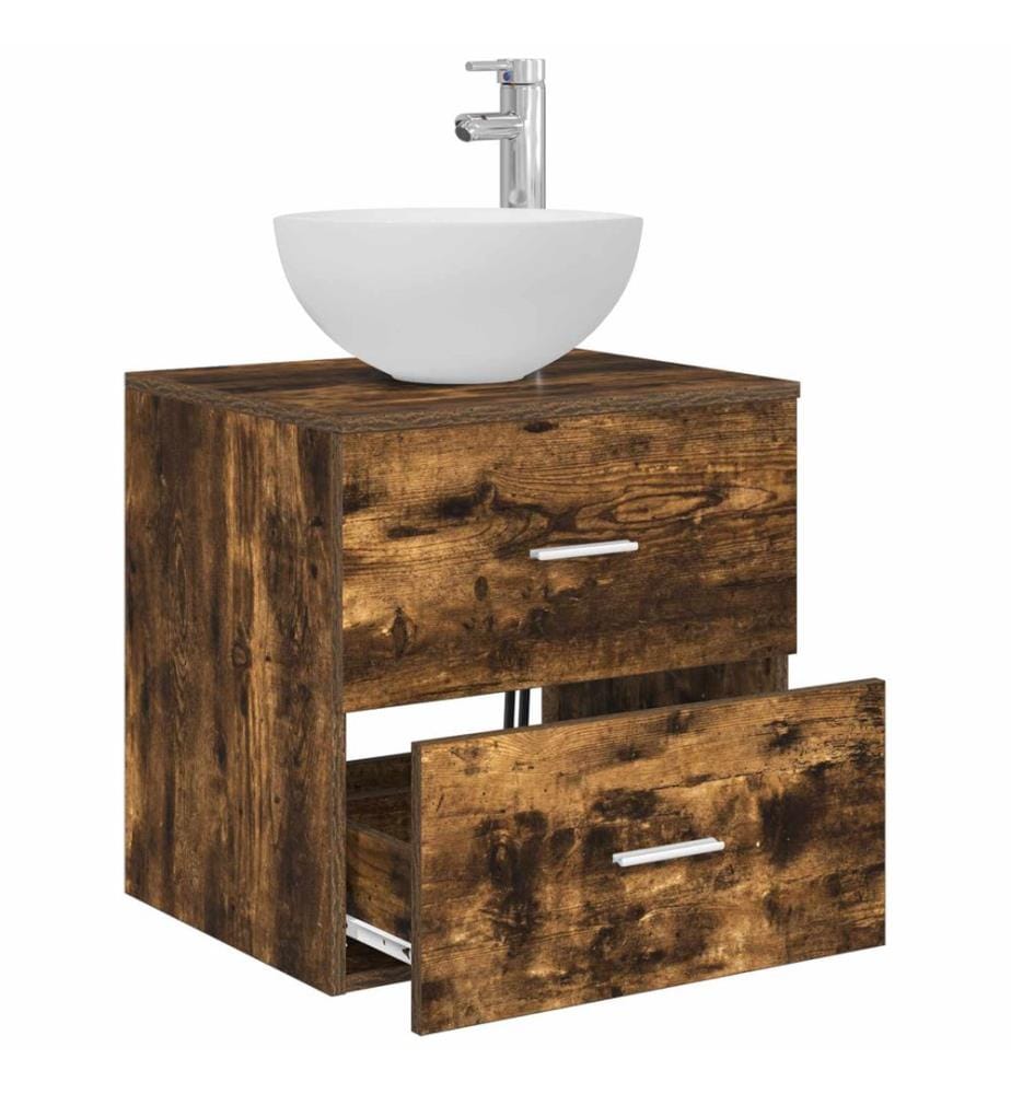 Vanité de lavabo mural Chêne fumé 49,5 x 41 x 64,5 cm