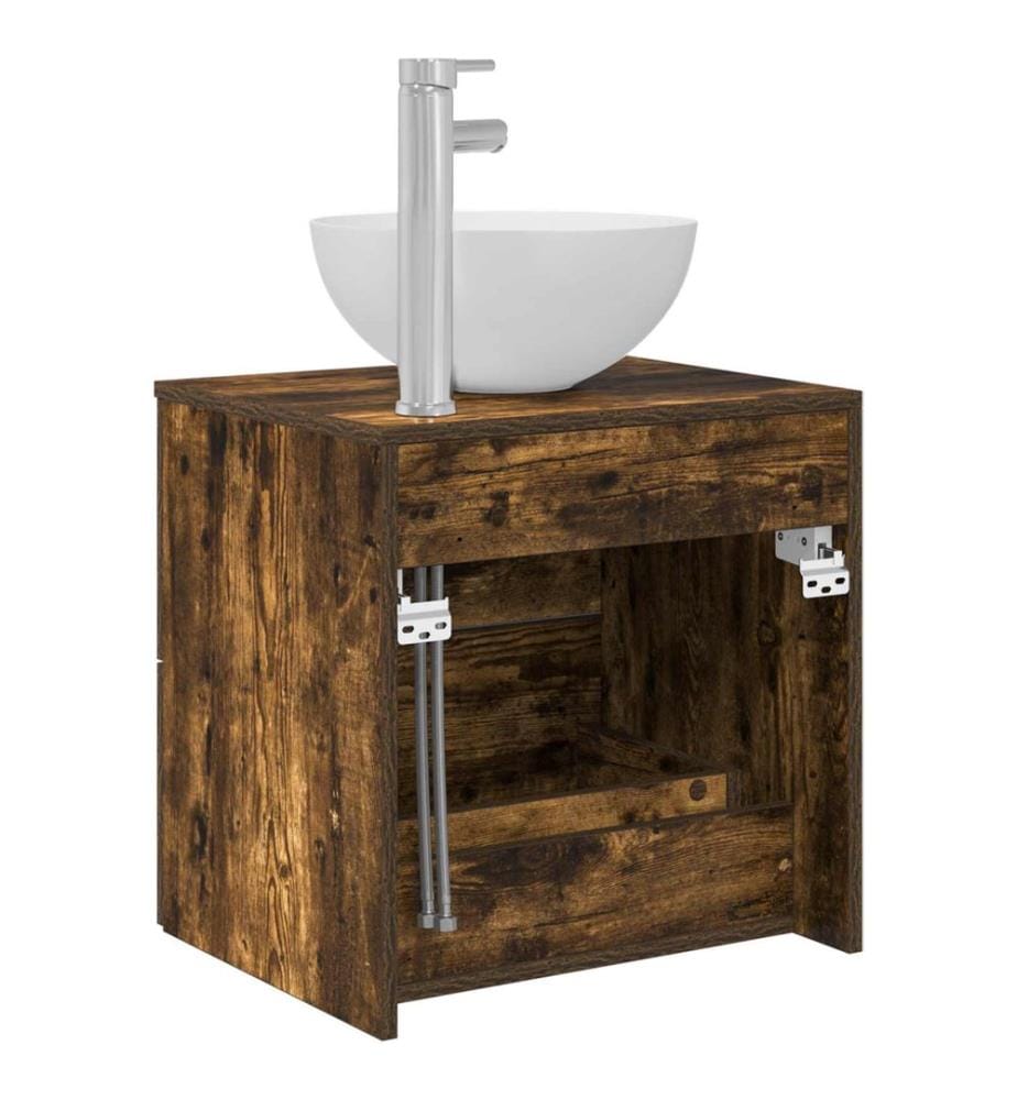 Vanité de lavabo mural Chêne fumé 49,5 x 41 x 64,5 cm
