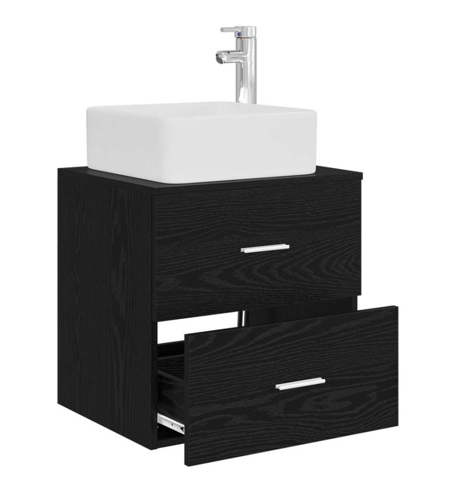 Vanité de lavabo mural Chêne noir 49,5 x 41 x 63 cm