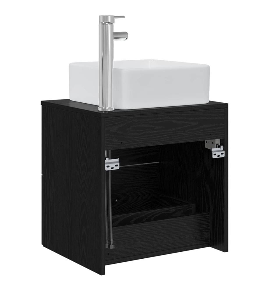 Vanité de lavabo mural Chêne noir 49,5 x 41 x 63 cm