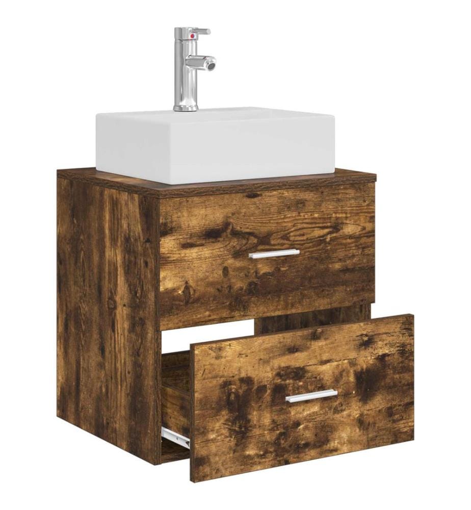 Vanité de lavabo mural Chêne fumé 49,5 x 41 x 62,5 cm