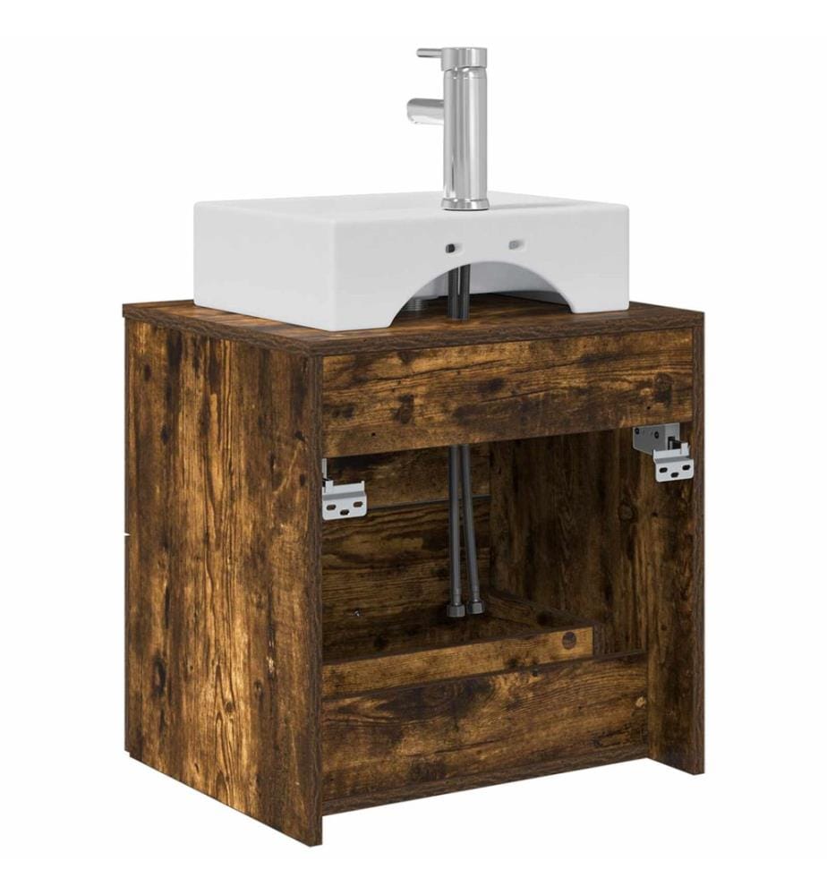 Vanité de lavabo mural Chêne fumé 49,5 x 41 x 62,5 cm