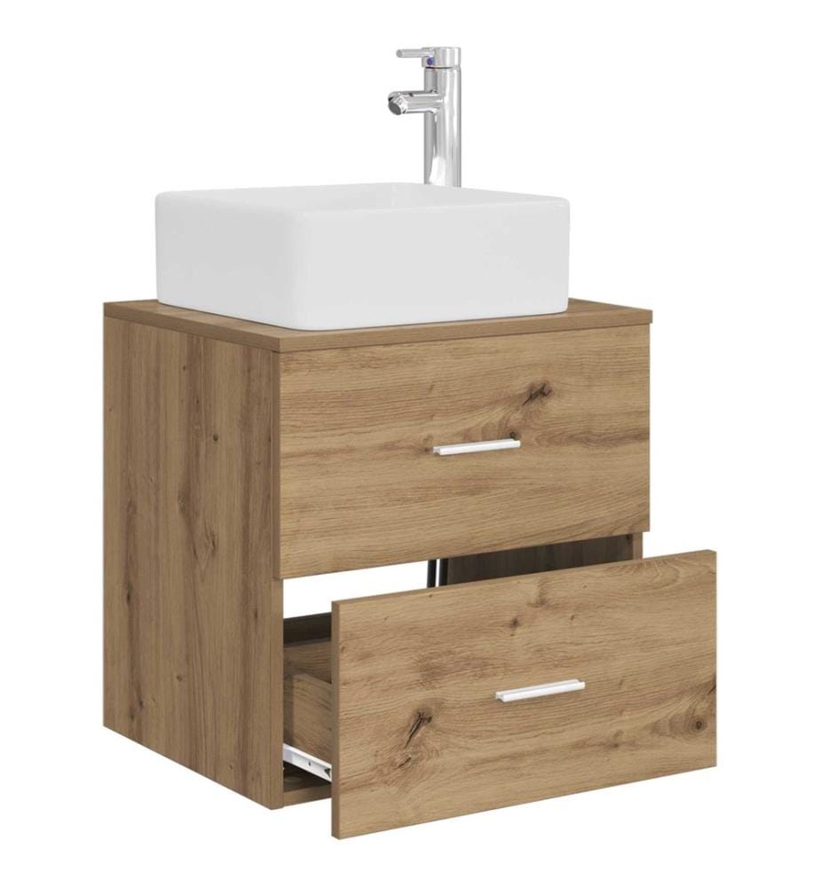 Vanité de lavabo mural Chêne artisanal 53 x 34,5 x 63 cm