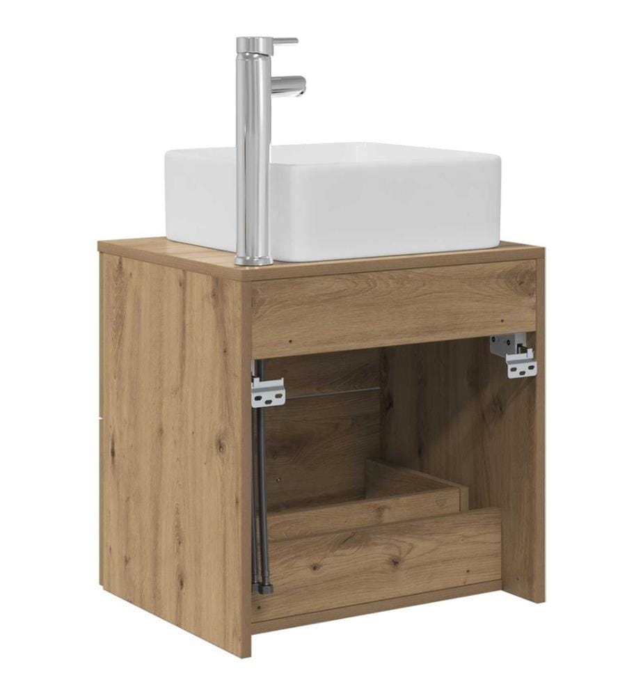 Vanité de lavabo mural Chêne artisanal 53 x 34,5 x 63 cm