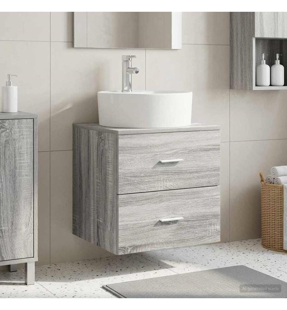Vanité de lavabo mural Sonoma gris 49,5 x 44,5 x 65 cm