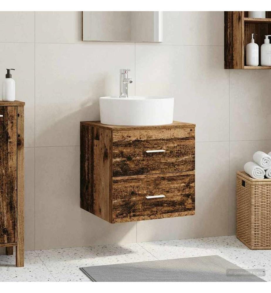 Vanité de lavabo mural Bois ancien 49,5 x 44,5 x 65 cm