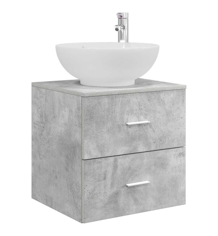 Vanité de lavabo mural Gris béton 49,5 x 44,5 x 66,5 cm