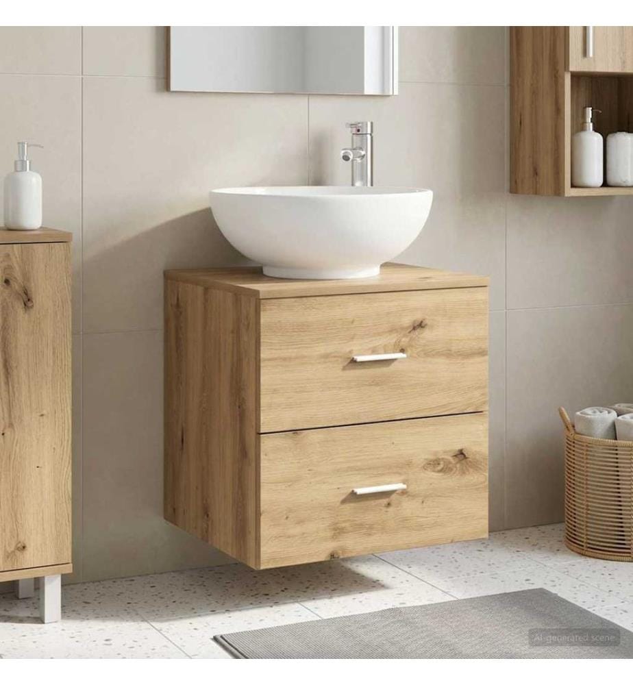 Vanité de lavabo mural Chêne artisanal 49,5 x 44,5 x 66,5 cm