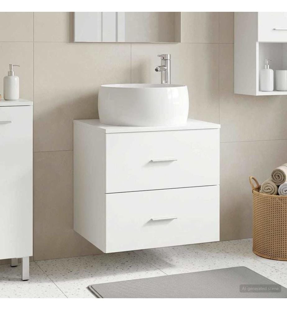 Vanité de lavabo mural Blanc 49,5 x 44,5 x 66 cm