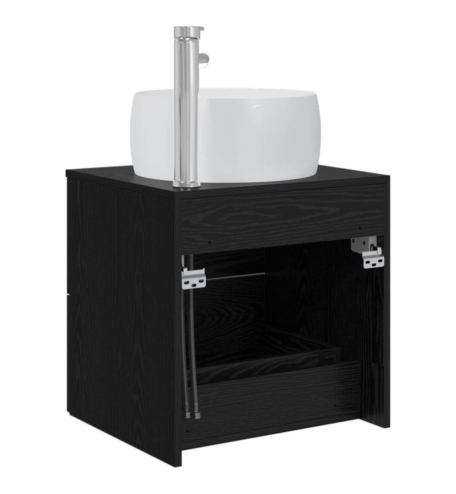 Vanité de lavabo mural Chêne noir 49,5 x 44,5 x 66 cm