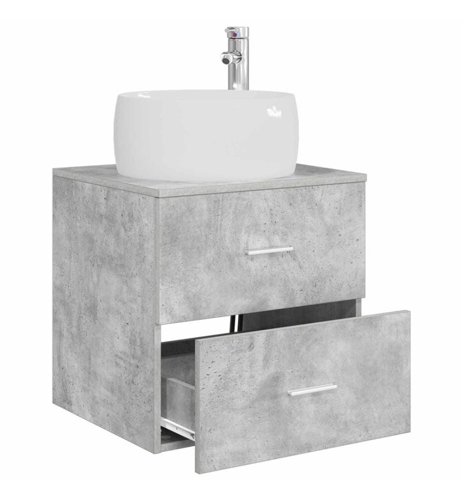 Vanité de lavabo mural Gris béton 49,5 x 44,5 x 66 cm