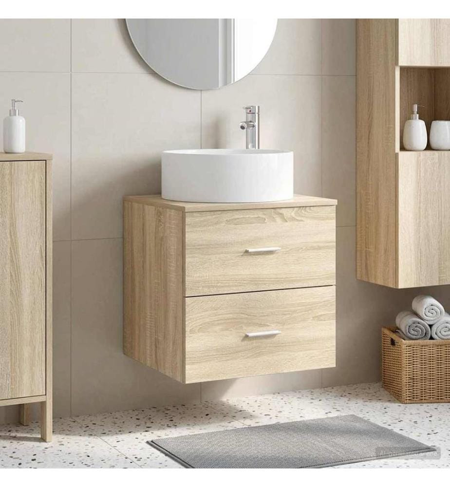Vanité de lavabo mural Chêne Sonoma 49,5 x 44,5 x 65,5 cm