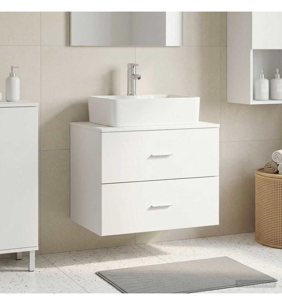 Meuble de Salle de Bain Suspendu Blanc 62,5 x 44,5 x 50 cm
