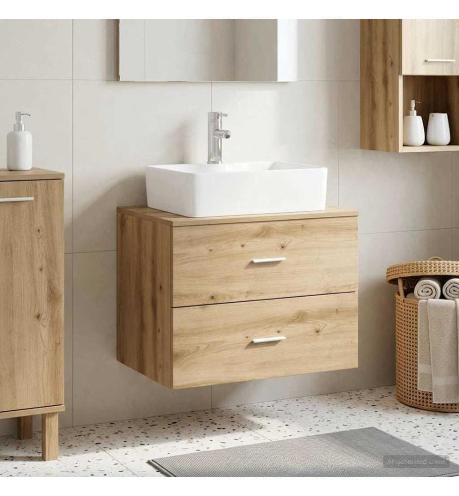 Meuble de Salle de Bain Suspendu Chêne artisanal