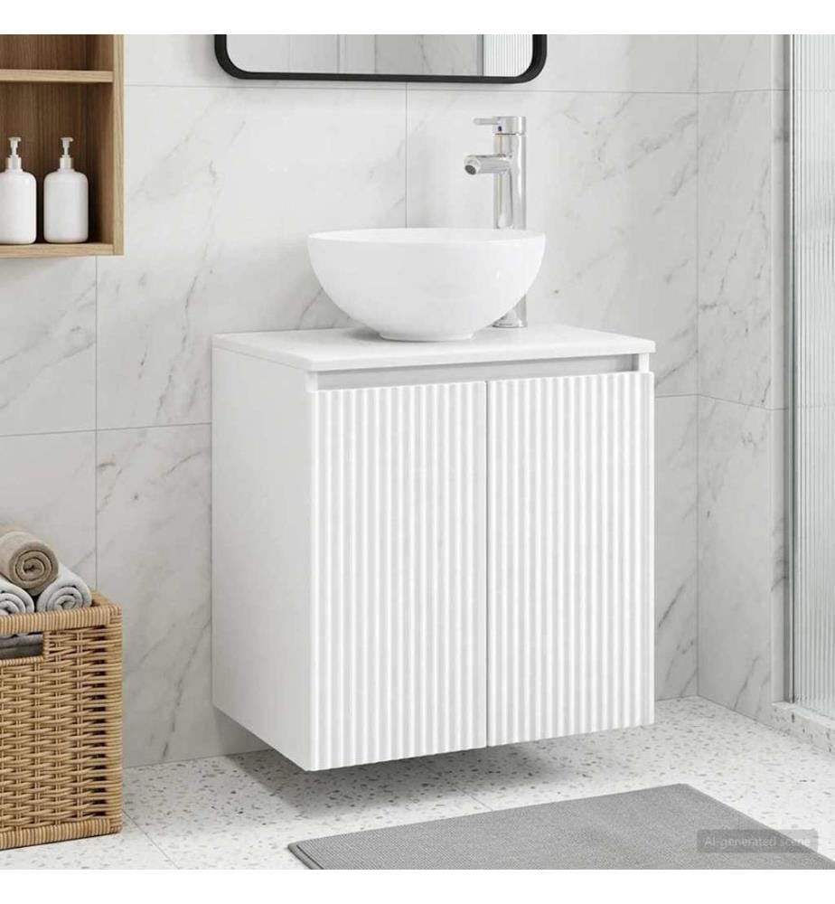 Vanité de lavabo mural Blanc 49,5 x 35 x 63 cm