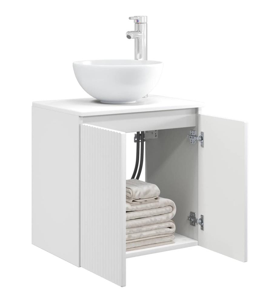 Vanité de lavabo mural Blanc 49,5 x 35 x 63 cm
