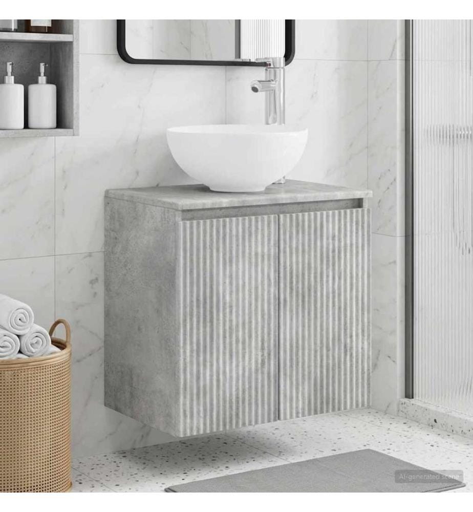 Vanité de lavabo mural Gris béton 49,5 x 35 x 63 cm