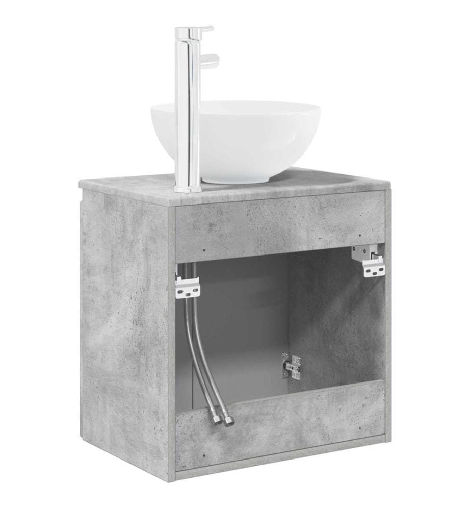 Vanité de lavabo mural Gris béton 49,5 x 35 x 63 cm