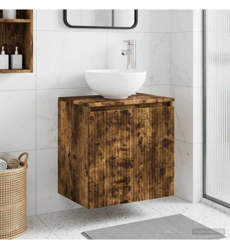 Vanité de lavabo mural Chêne fumé 49,5 x 35 x 63 cm