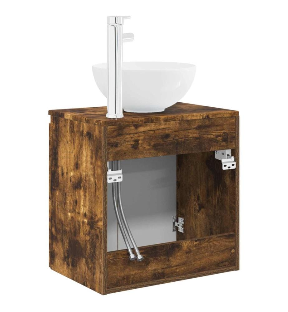 Vanité de lavabo mural Chêne fumé 49,5 x 35 x 63 cm