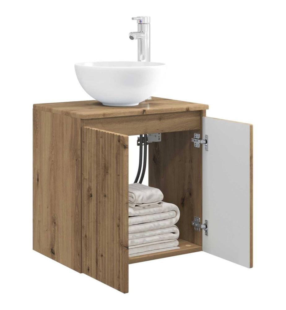 Vanité de lavabo mural Chêne artisanal 49,5 x 41 x 64,5 cm