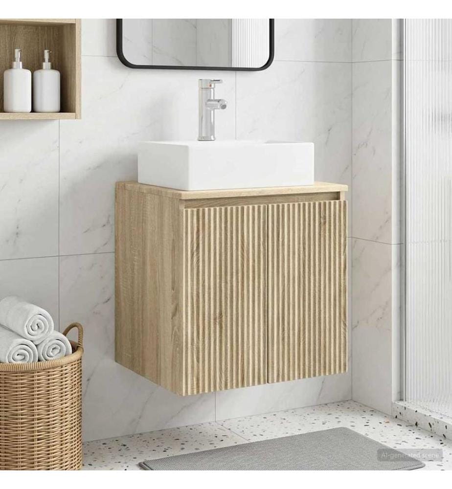 Vanité de lavabo mural Chêne Sonoma 49,5 x 41 x 62,5 cm