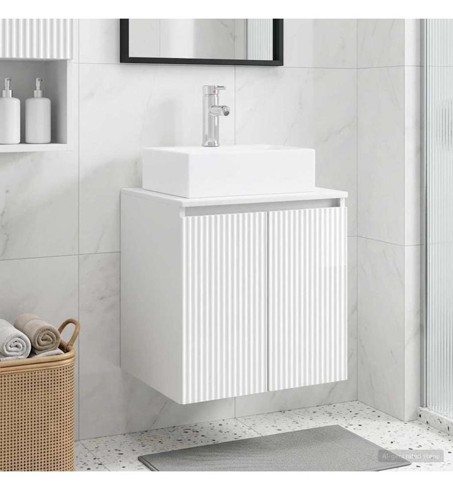 Vanité de lavabo mural Blanc brillant 49,5 x 41 x 62,5 cm