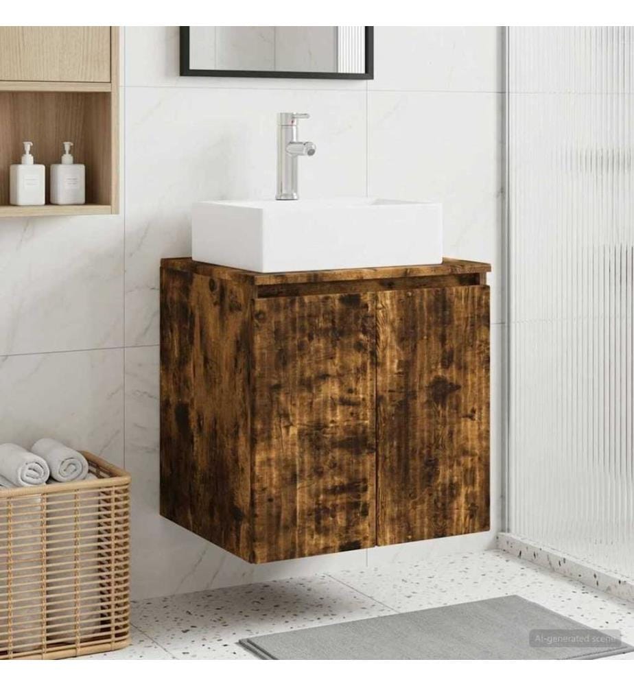 Vanité de lavabo mural Chêne fumé 49,5 x 41 x 62,5 cm
