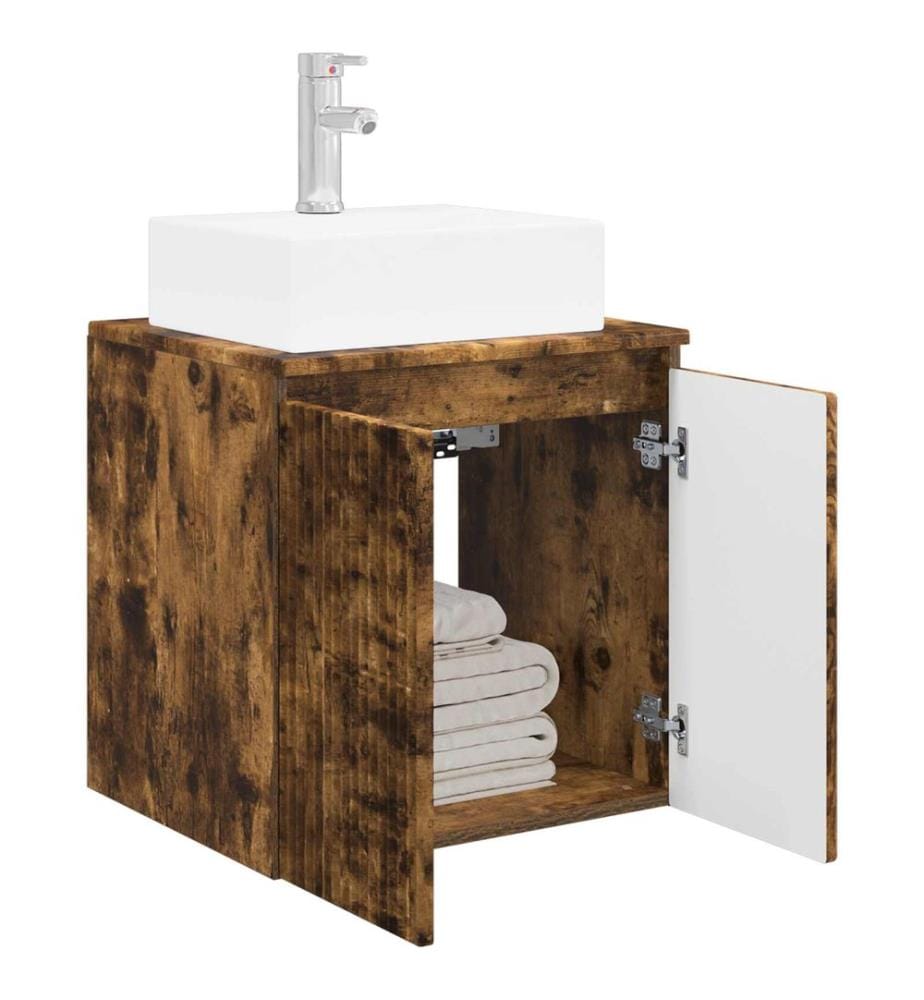 Vanité de lavabo mural Chêne fumé 49,5 x 41 x 62,5 cm