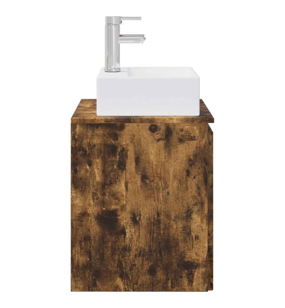 Vanité de lavabo mural Chêne fumé 49,5 x 41 x 62,5 cm