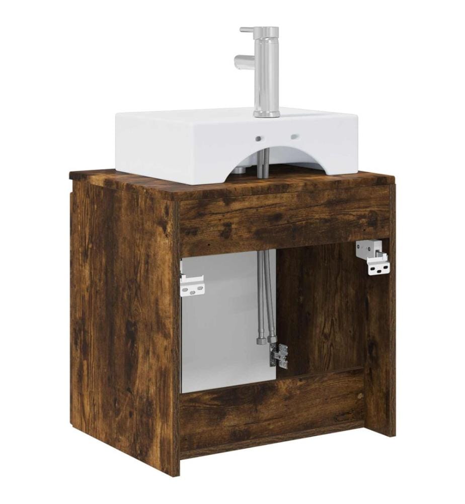 Vanité de lavabo mural Chêne fumé 49,5 x 41 x 62,5 cm