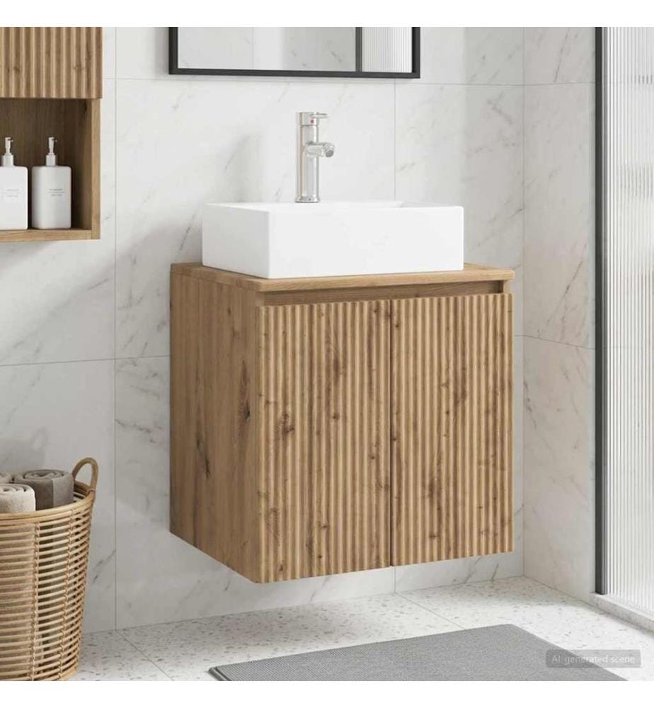 Vanité de lavabo mural Chêne artisanal 49,5 x 41 x 62,5 cm