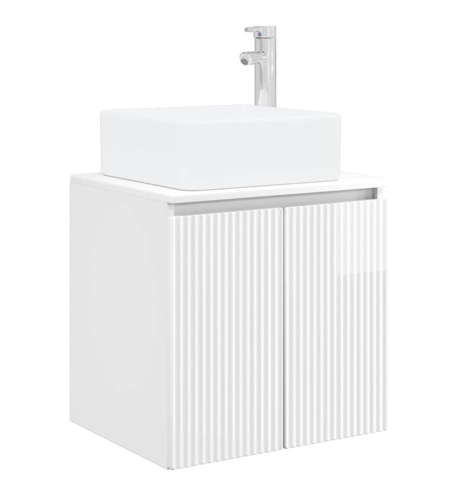 Wandmontierte Waschtisch Hochglanz Weiss 53 x 35 x 63 cm