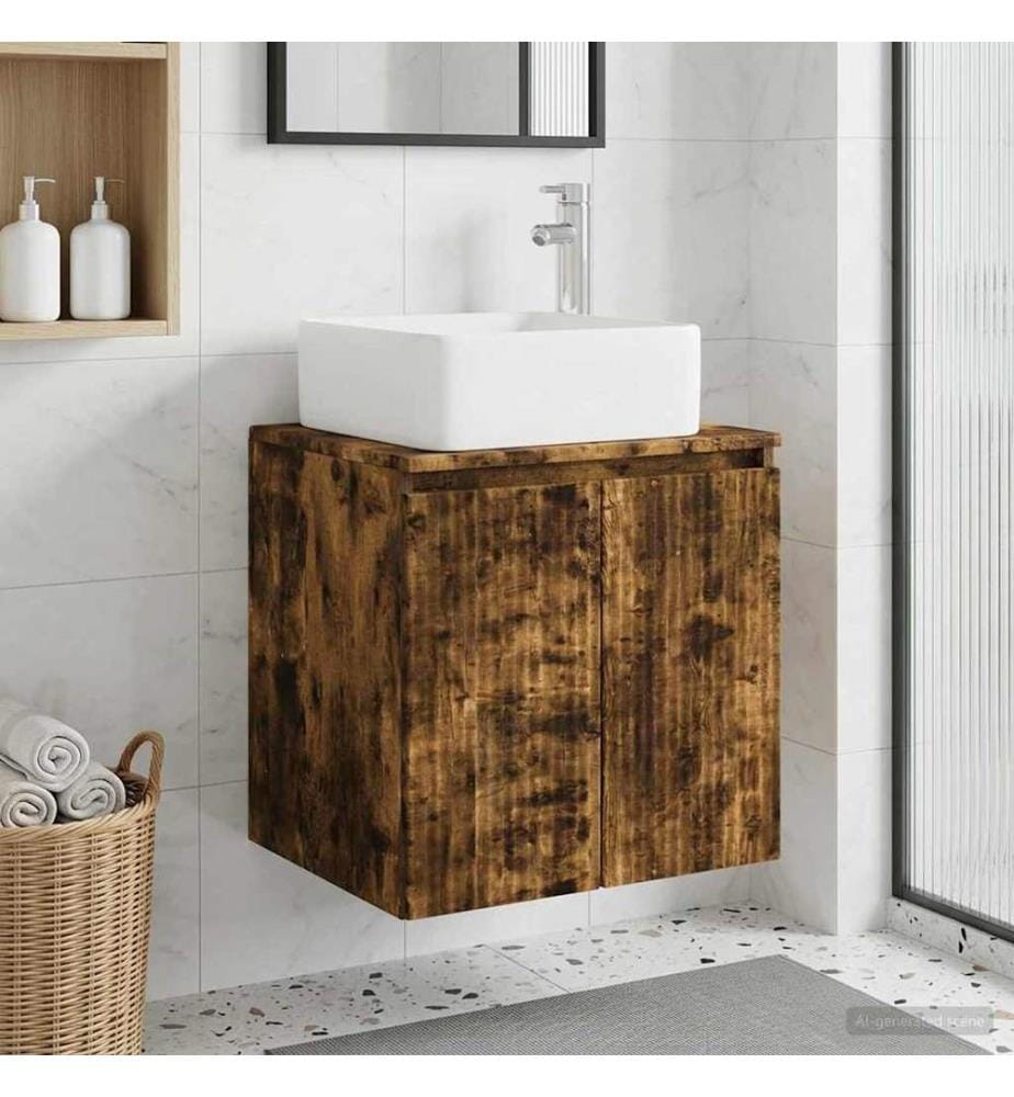 Vanité de lavabo mural Chêne fumé 53 x 35 x 63 cm