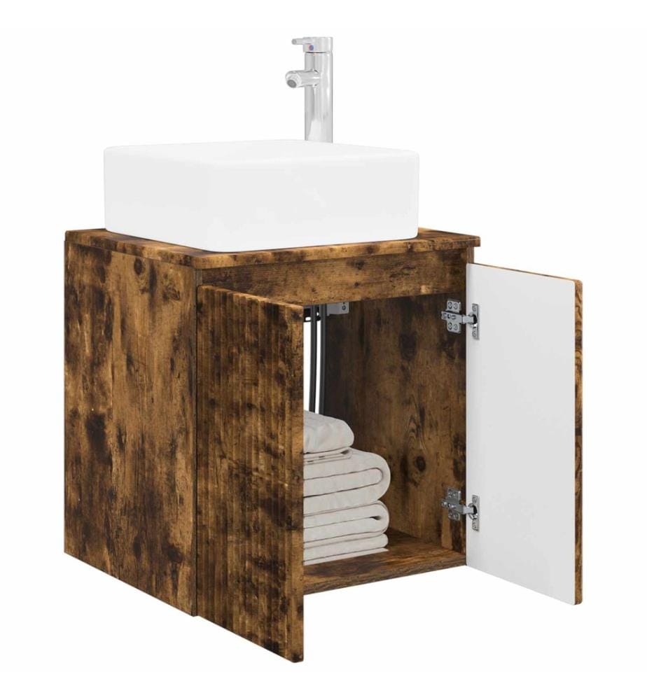 Vanité de lavabo mural Chêne fumé 53 x 35 x 63 cm
