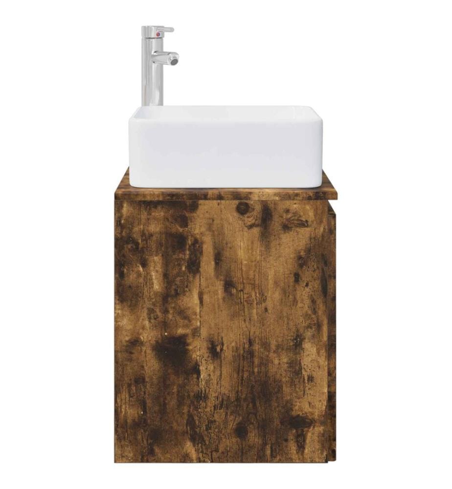 Vanité de lavabo mural Chêne fumé 53 x 35 x 63 cm