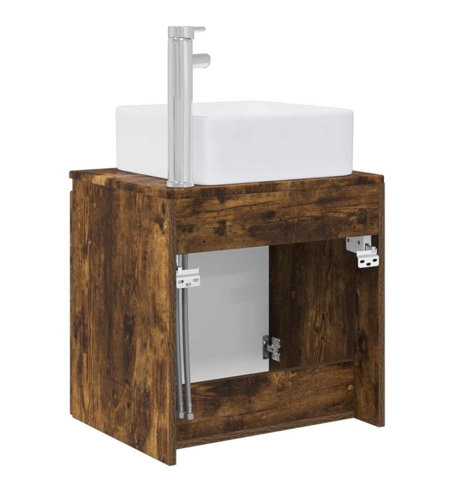 Vanité de lavabo mural Chêne fumé 53 x 35 x 63 cm