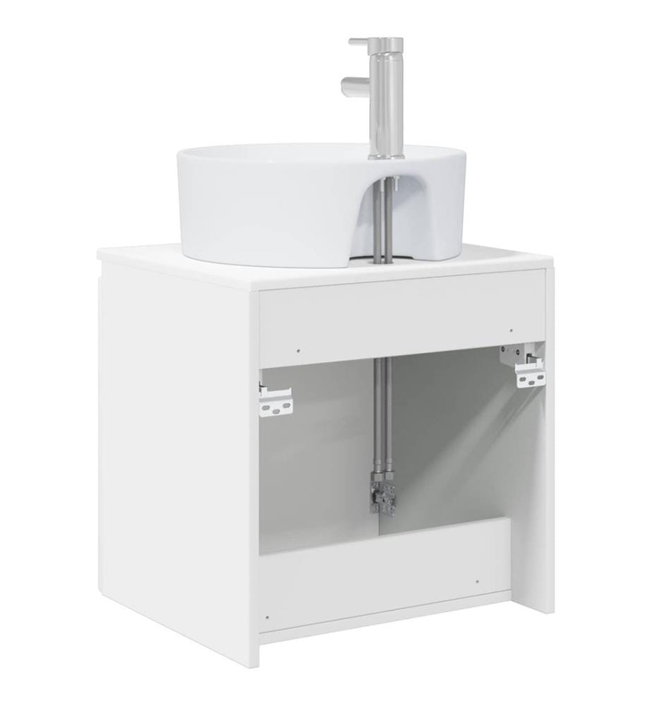 Vanité de lavabo mural Blanc brillant 49,5 x 44,5 x 65 cm