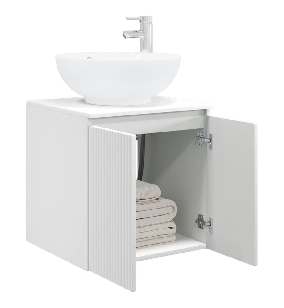 Vanité de lavabo mural Blanc 49,5 x 44,5 x 65 cm
